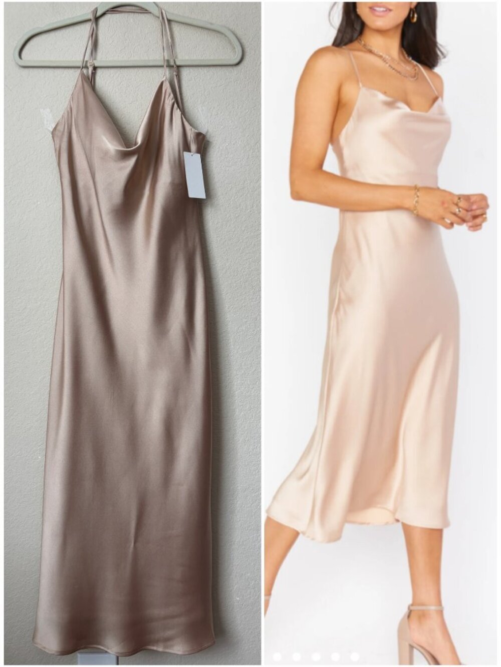 SMYM Show Me Your Mumu Verona Satin Cowl Midi Dress NEW